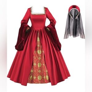 Medium Anne Boleyn Dress Tudor Queen Cosplay Costume Renaissance Dress Gown